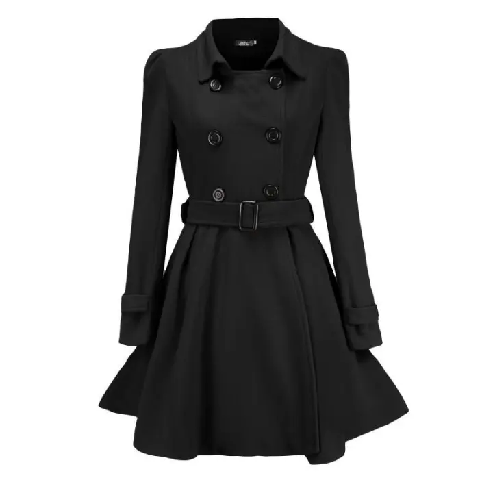 Chaqueta ajustada de lana con botones y volantes para mujer, talla europea, otoño/invierno, nueva - 1