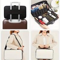 Estuche de cosméticos portátil de cuero PU, gran capacidad, bolsa de almacenamiento de maquillaje impermeable, caja de 1 unidad - details 3