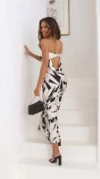 Vestido de Tubo Delgado con Estampado de Blanco y Negro Vestido de Fiesta Sexy sin Mangas para Mujeres - details 3