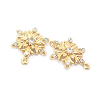 Abalorios de latón y circonita de Color dorado de 18K con 2 agujeros, abalorios de conexión de copos de nieve y flores, accesorios para pendientes para hacer joyas Diy de alta calidad - details 30