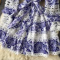 Minivestido ajustado con agujeros y manga acampanada para mujer, minivestido con estampado ral, cuello levantado, con cordones y cintura alta - details 9