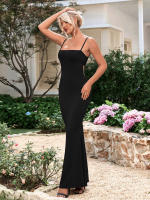 Vestido Largo Principal de Primavera-Verano 2025 Cuarco Elegante, Talla Alta Ajustable y Tejido Fluido Estilo Europeo Minimalista - details 4