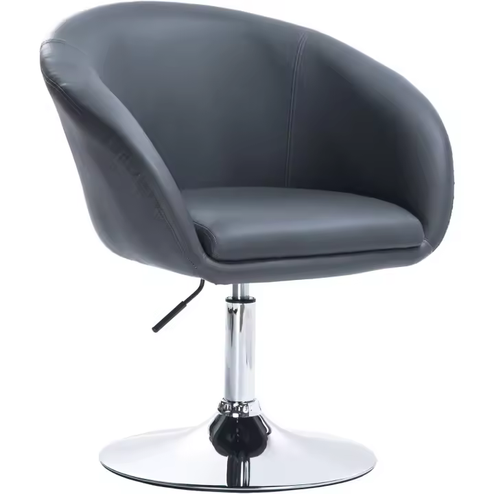 Taburete de Bar Altura Ajustable de Acero Cromado Taburete de Escritorio de Cuero Sintético Blanco - 1