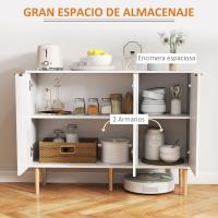Mueble de salón con 3 puertas acanaladas y estante ajustable para TV, para dormitorio o sala de estar, 107x35x80 cm, blanco - details 3