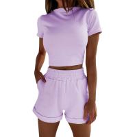 Conjunto de Pantalones Cortos Delgados de Moda Verano 2024 Top Corto Ajustado de Color Sólido y Shorts Estilo Callejero para Mujeres - details 24