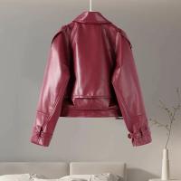 Chaqueta de Cuero Casual para Mujer Manga Larga, Pecho Ancho, Cinturón, Moda Otoño 2024 - details 1