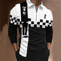 Polo para hombre Camisa de golf estampada a cuadros 3D Manga larga Cremallera Ropa deportiva Moda Ropa de calle Diseñador - details 8