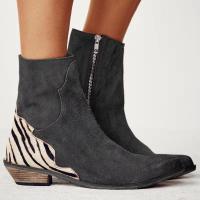 Nuevas botas cortas con cremallera lateral de tacón bajo grueso puntiagudo de gran tamaño - details 0