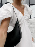 Vestido Xiaoxiangfeng de algodón y lino con cuello en V, manga abullonada y lazo, nuevo para otoño e invierno, versátil, de color blanco sólido. - details 8