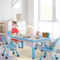 AuAg Juego de mesa multiactividad para niños de 5 piezas, escritorio de estudio para niños, juego de sillas de escritorio para niños, juego de mesa y 4 sillas para niños, altura ajustable - details 29