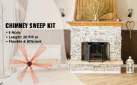 SucceBuy Kit de limpieza de chimeneas de 23 pies Varillas flexibles de nailon Sooteater 2 cabezales de cepillo Varillas de barrido de chimeneas de fácil conexión Herramienta de limpieza 110 V Potente solución de limpieza Blanco - details 0