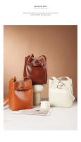 Bolso de hombro vintage de cuero genuino para mujeres, bolso tipo cubo de alta gama, bolso cruzado de piel de vaca de capa superior, bolso cruzado para mujeres - details 8