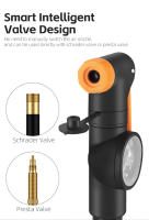 WEST BIKING-bomba de aire portátil para bicicleta, Inflador de neumáticos con válvula Schrader Presta, manómetro preciso, 120PSI, aleación de aluminio - details 3