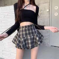 Minifalda escalonada Y2K de cintura alta con volantes y tartán, falda a cuadros, traje estético para mujer - details 22