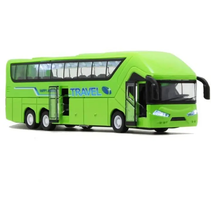 Modelo de autobús de coche para niños que parpadea con música, vehículos de juguete, conjunto de vehículos de doble piso, autobús de larga distancia, autobús de juguete, modelo de coche de juguete - 1