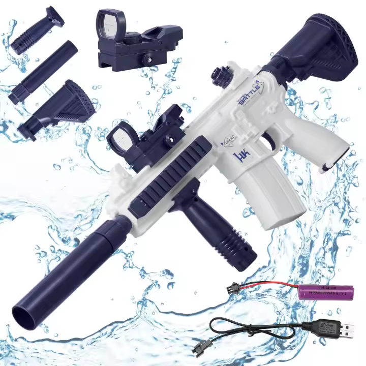 Pistola de agua eléctrica m416 pistola de agua automática de verano se puede cargar pistola de agua automática de largo alcance juego espacial salpicaduras de juguetes para niños - 1