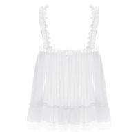Picardías transparentes sexis para mujer, Top de malla transparente con tirantes y volantes, camisola con ribete de encaje y lazo, lencería, ropa de dormir tentadora para discoteca - details 5