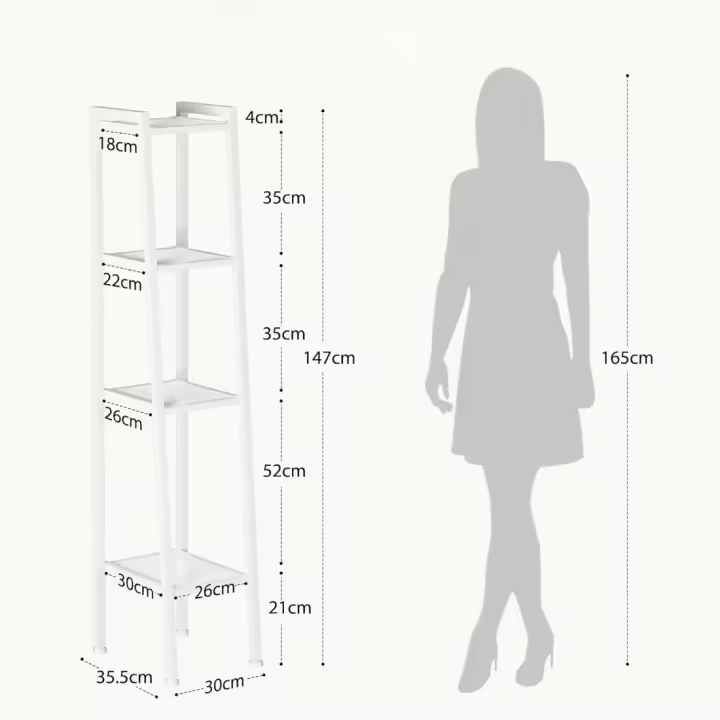 Estantería de 4 Niveles de Metal 35,5 x 30 x 147 cm Ideal para el Hogar Estante de Almacenamiento - 1