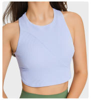 Sujetador deportivo de yoga para mujer SHINBENE con cuello alto y diseño de costilla para gimnasio y entrenamiento tipo Racerback con built in bra - details 14