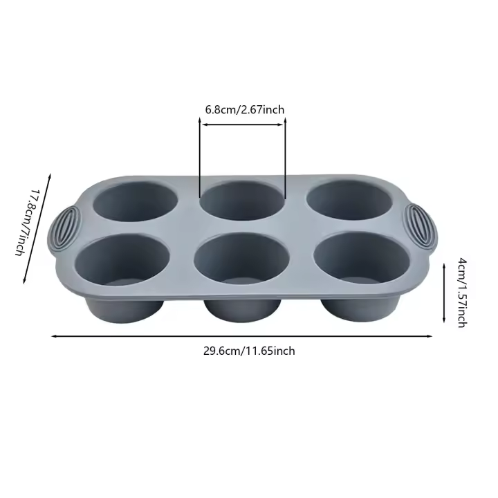 Bandeja de Horneado de Silicona Antiadherente de 6 Copas Molde de Panquecas para Hacer Pasteles DIY en la Cocina - 1