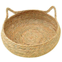 Cesta de cama tejida de ratán para gato, cojín redondo para rascar, cama trenzada de ratán para el hogar, coche, viajes al aire libre - details 5