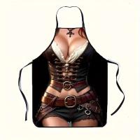 Mujer con temática pirata: elegante delantal de cocina con corsé y cinturón, perfecto para fiestas y cocinar - details 0