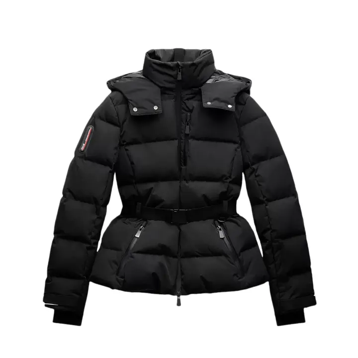 Serie de Esquí RARA 2025 Chaqueta de Algodón con Capucha para Mujeres Cálida, A Prueba de Viento, Impermeable con Cinturón - 1