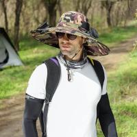 Sombrero de tela transpirable con ventilador, gorra con ventilador solar con estampado de camuflaje y ala, carga USB para actividades al aire libre, unisex para pescar - details 4