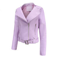 Abrigo corto de motociclista de piel sintética para mujer, chaqueta de manga larga con cremallera, ropa de otoño - details 39