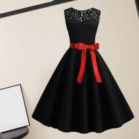 Vestido de Navidad rojo de encaje para mujer, ropa de manga corta Swing, disfraces de Navidad, vestidos de fiesta, bata Vintage, 2024 - details 49