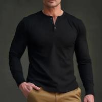 Día del padre Ropa transfronteriza de primavera y otoño Camiseta para hombres europeos y americanos Camisa básica Henry de manga larga para hombres - details 15