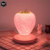 Lámpara LED de fresa para dormitorio, luz nocturna de silicona con Sensor táctil, recargable por USB, regulable, idílica, para decoración de casa - details 3