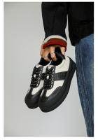 Moda cuatro estaciones negro y blanco colores contrastantes zapatos panda plataforma zapatos de junta de los hombres. - details 11