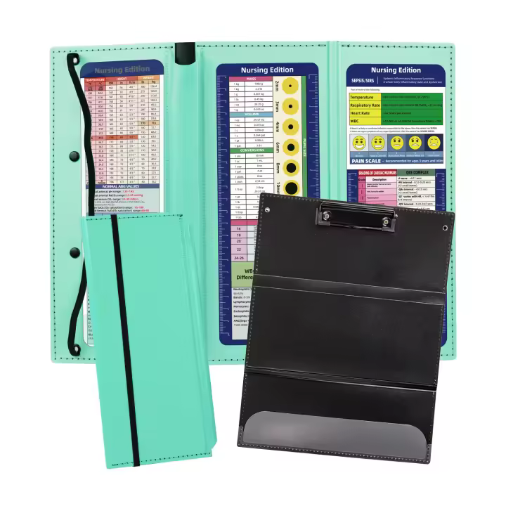 Portapapeles de Enfermería Plegable, Portapapeles de Bolsillo para Enfermeras Negro de 3 Capas con Hojas de Apuntes de Edición Médica, Portapapeles Plegable con Bloc de Notas para Estudiantes, Enfermeras, Doctores y Personal Médico - 1