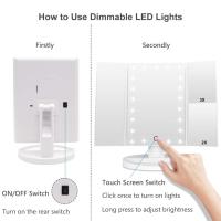 LZ1217 Espejo de Maquillaje, Espejo Tri-Fold con Aumento de 1x/2x/3x/10x, Pantalla Táctil Ajustable y 22 Luces LED, Espejo Iluminado para Tocador, Espejos Cosméticos de Encimera (Blanco) - details 7