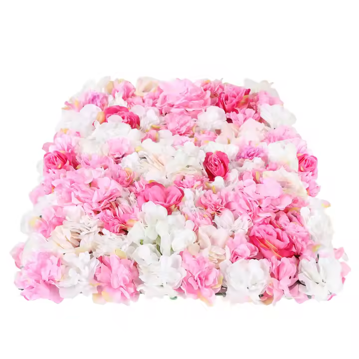Paneles de pared de flores artificiales para boda, Hortensia falsa y rosa, 24x16 pulgadas, 20 paquetes - 1