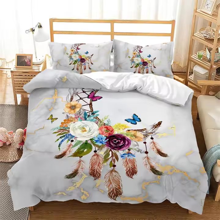 Juego de Ropa de Cama de Plumas de Microfibra Dreamcatcher Cubierta de Edredón Comforter para Chicas, Adolescentes, Adultos Decoración de Dormitorio de Estilo Bohemio - 1