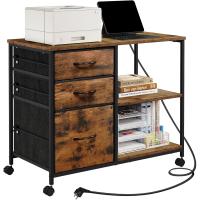 Cajonera Móvil con Ruedas, Gabinete de Metal con Enchufes, Estanteria con 3 Cajones Almacenaje para Oficina y Hogar - details 0