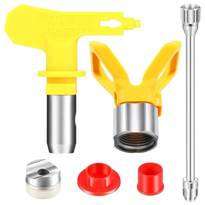 Juego de Herramientas de pulverización de pintura sin aire, varilla de poste de extensión de 11,8 pulgadas con punta de pulverizador 517 y Protector de punta de boquilla, 4 piezas - 1