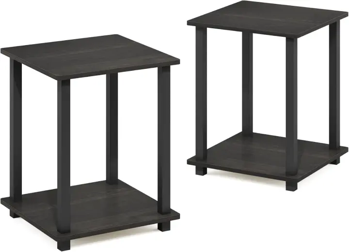 Mesa Auxiliar Simplista, Madera compuesta, Espresso/Negro, 2 Unidades - 1
