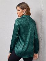 Blusa De Seda Casual Leopardo Para Mujer Camisa De Oficina Con Botones Manga Larga Ajustable Estilo Elegante Tops Blusas - details 15