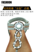 Sandalias de nuevo estilo con diamantes de imitación, cómodas, de punta redonda, para vacaciones en la playa, zapatos planos de talla grande - details 1