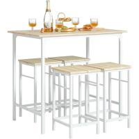 Juego de Mesa Comedor Conjunto de Mesa Alta de Bar con 4 Taburetes y 1 Mesa Gris - details 9