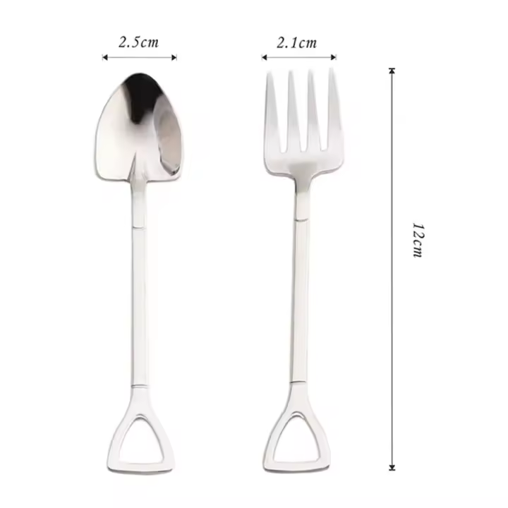 Juego de Cucharas de Acero Inoxidable 2pcs Forma de Pala Creativa para Tables y Desertos - 1