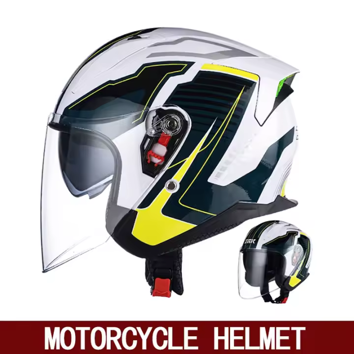 Casco integral de moto para hombre y mujer, vintage, doble lente, antivaho en invierno - 1