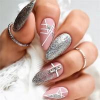 Juego De 24 Uñas Postizas En Arco Iris Y Gradient Long Pointed Acrílicas Removibles Estilo Francés Cobertura Total Para Fiesta - details 12