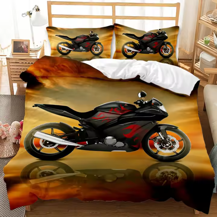Juego de funda nórdica para motocicleta, edredón de poliéster para Motocross, carreras, vehículos, deportes extremos - 1