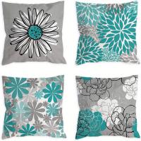 4 Fundas De Almohada De Color Verde Azulado, Turquesa Y Gris, Funda De Almohada Decorativa Para Sofá - details 0