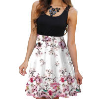 Vestido de verano sin mangas con cuello redondo y estampado Digital para mujer - details 18