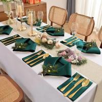 Servilleta de satén de 30cm x 30cm, decoración de mesa para servir, toalla de cena para fiesta de boda, hogar, Hotel, decoración navideña, servilletas de mesa, color verde, 6 uds. - details 3